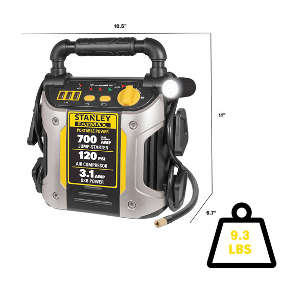 Departments - STANLEY 700 AMP FATMAX PORTABLE JUMP STARTER PACK W/ AIR  COMPRESSOR