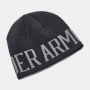 UNDER ARMOUR REVERSIBLE BEANIE 100% ACRYLIC BLACK AND GRAY ONE SIZE