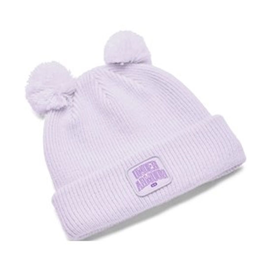 UNDER ARMOUR GIRLS DOUBLE POM KNIT HAT PURPLE ONE SIZE