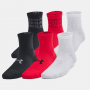 UNDER ARMOUR BOYS SOCKS RED BLACK & WHITE 6 PACK