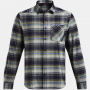 UNDER ARMOUR MENS FLANNEL SHIRT GRAY & NAVY 2X-LARGE