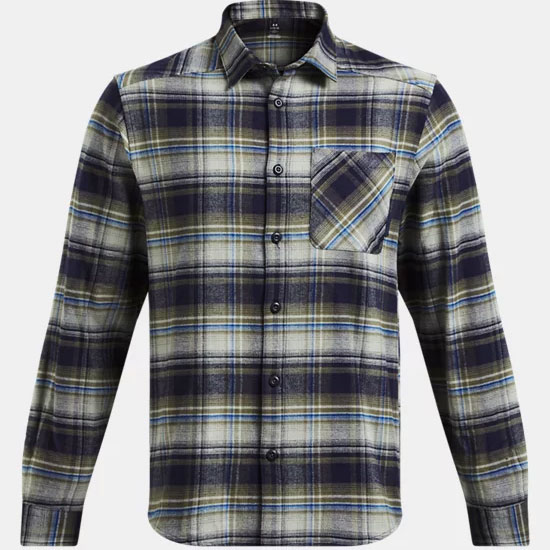 UNDER ARMOUR MENS FLANNEL SHIRT GRAY & NAVY