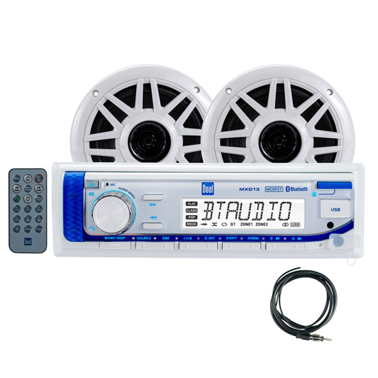 DUAL ELECTRONICS MARINE DIGITAL MEDIA RECEIVER W/ 6.5" SPEAKERS WHITE