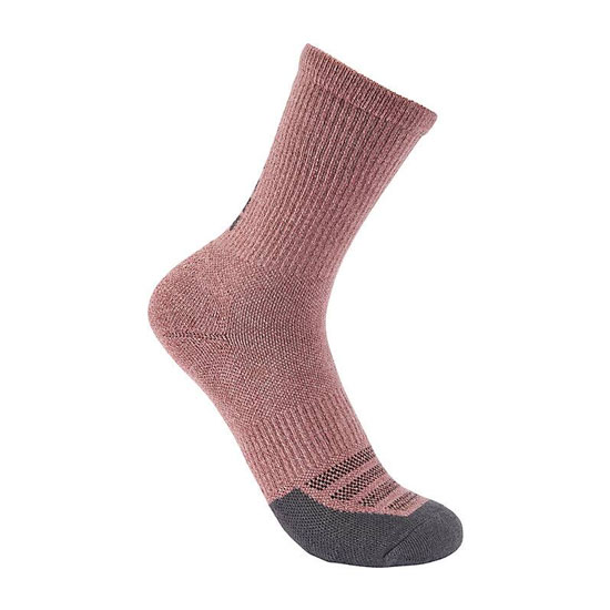CARHARTT WOMEN'S MIDWEIGHT CREW SOCK THREE PACK DRIED ROSE LARGE