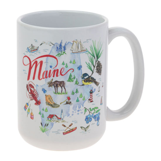 STATE OF MAINE DESIGN CERAMIC MUG 14OZ