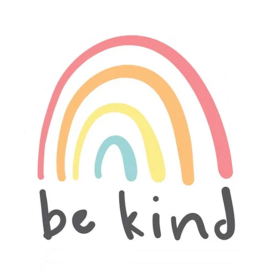 BE KIND RAINBOW WEATHERPROOF STICKER