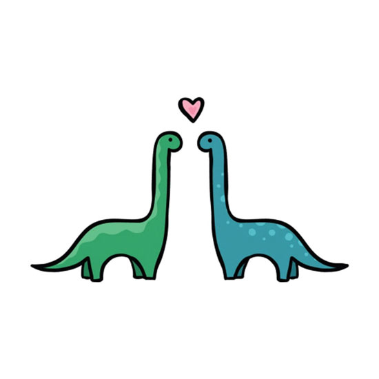 DINOSUARS IN LOVE WEATHERPROOF STICKER