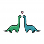 DINOSUARS IN LOVE WEATHERPROOF STICKER