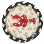 EARTH RUGS 5" FRESH LOBSTER BRAIDED COASTER, BLACK & CREAM