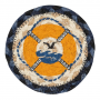 EARTH RUGS 5" NAUTICAL LIFE BUOY BRAIDED COASTER, BLACK & BLUE