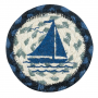 EARTH RUGS 5" SAILBOAT BRAIDED COASTER, BLUE & NATURAL