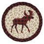 EARTH RUGS 10" RED PLAID MOOSE TRIVET BURGUNDY & BLACK