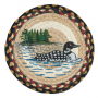 EARTH RUGS 10" LOON PATCH TRIVET BURGUNDY, BLUE & GRAY