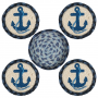 EARTH RUGS NAVY ANCHOR COASTER SET BLUE & BLACK