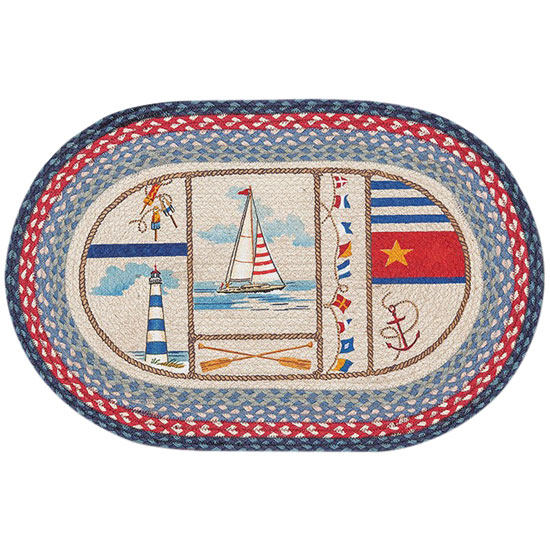 EARTH RUGS NAUTICAL BREEZE OVAL RUG 20"X30"