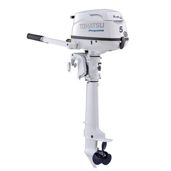 TOHATSU 5HP PROPANE OUTBOARD 4 STROKE LONG SHAFT WHITE