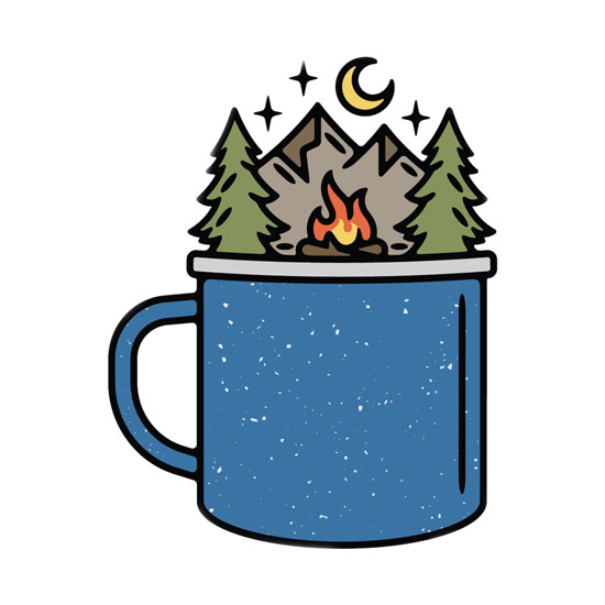 ENAMEL CAMPING MUG WEATHERPROOF STICKER