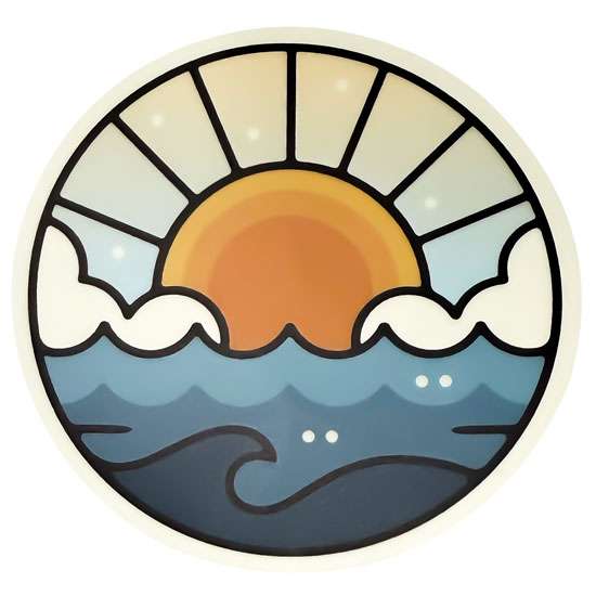  WATER SUN AND CLOUDS CIRCLE WEATHERPROOF STICKER