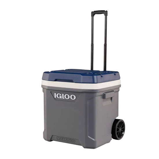 IGLOO&REG MAXCOLD LATITUDE 62QT ROLLING COOLER GRAY, BLUE & WHITE