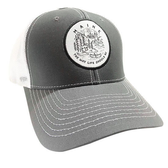 MAINE SCENE CIRCLE LINE ART TRUCKER HAT