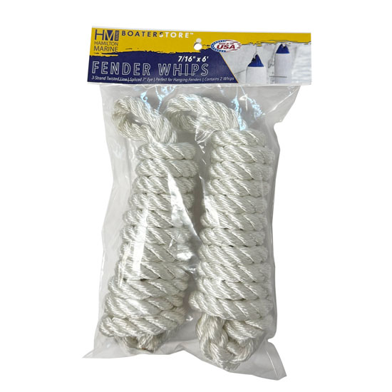 FENDER WHIPS 3 STRAND TWISTED NYLON 5/16" X 60" (PACK OF 2)