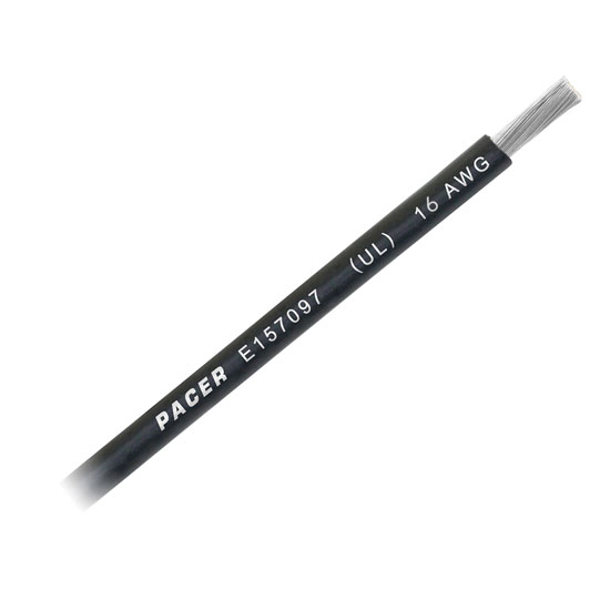PACER WIRE TINNED SINGLE 16 GAUGE BLACK (BY FOOT)