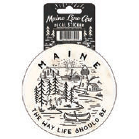 MAINE THE WAY LIFE SHOULD BE CIRCLE LINE ART DECAL