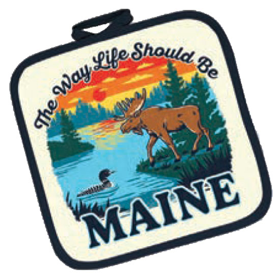 MAINE SCENE POT HOLDER MOOSE LOON REFLECTION