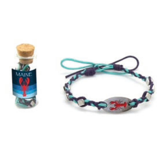 MAINE SCENE LOBSTER CHARM BRACELET IN A BOTTLE