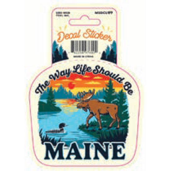 MOOSE LOON REFLECTIONS MAINE THE WAY LIFE SHOULD BE DECAL