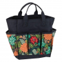 FLORAL COTTON CANVAS TOOL BAG WITH 8 POCKETS AND REINFORCED HANDLES