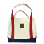 ROGUE LIFE LARGE RED & NAVY CANVAS TOTE BAG WITH ZIPPER POCKET