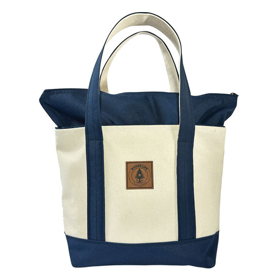 ROGUE LIFE MEDIUM NAVY ZIP TOP CANVAS TOTE BAG