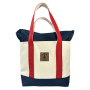 ROGUE LIFE MEDIUM RED & NAVY ZIP TOP CANVAS TOTE BAG