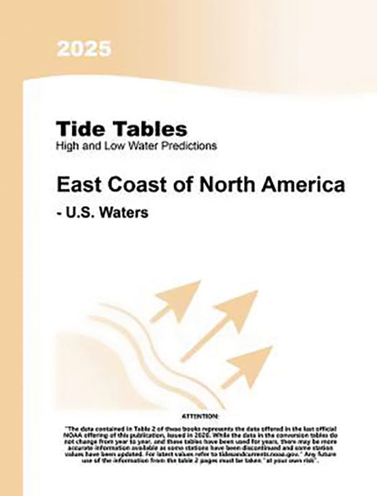 BOOK TIDE TABLES 2025 EAST COAST OF NORTH AMERICA