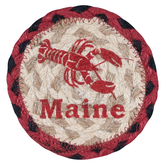 EARTH RUGS 5" MAINE LOBSTER BRAIDED COASTER RED & BLACK