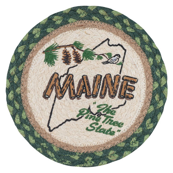 EARTH RUGS 10" MAINE PINE TRIVET LIGHT GREEN AND DARK GREEN