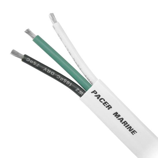 PACER WIRE TINNED 8/3 FLAT BLACK/GREEN/WHITE (BY FOOT)