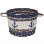 EARTH RUGS NAVY ANCHOR BRAIDED UTILITY BASKET 9" X 7"