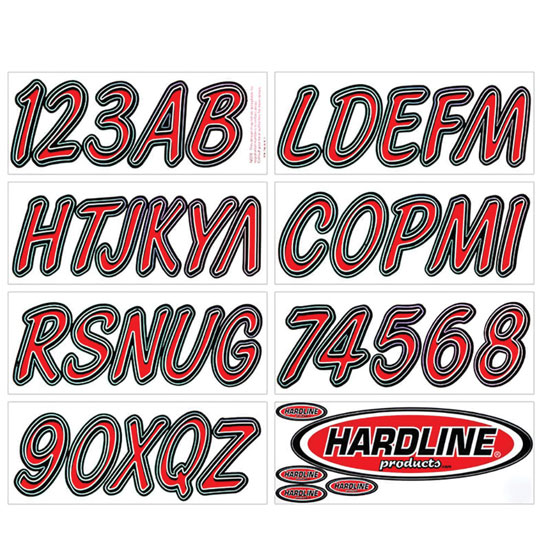 HARDLINE PRODUCTS RED/BLACK 3" BOAT LETTERING KIT (4/PK)