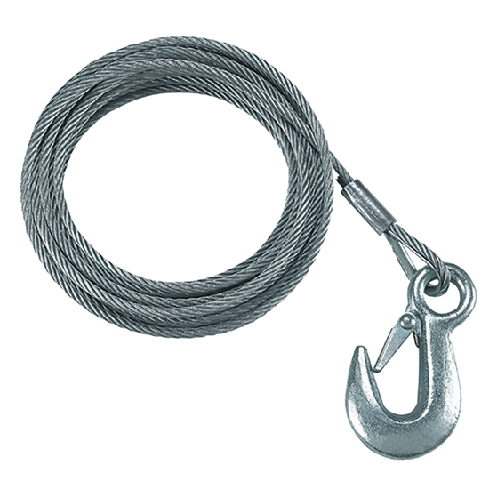 CABLE AND HOOK 3/16" X25'