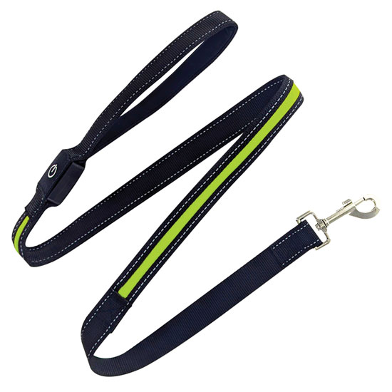 ILLUMINATED GREEN & BLACK 4' DOG LEASH
