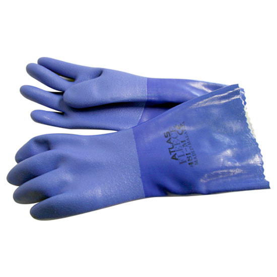 GLOVE RUBBER FLEECE LINED BLUE MEDIUM (PAIR)