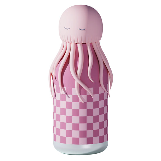 ASOBU&REG 16 OZ PINK JELLYFISH BESTIE BOTTLE W/ SILICONE STRAW