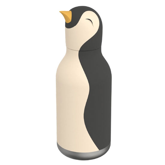 ASOBU&REG 16 OZ BLACK & WHITE PENGUIN BESTIE BOTTLE W/ SILICONE STRAW
