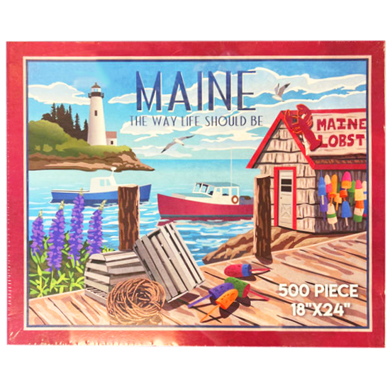 MAINE SCENE 500 PIECE FISHING VILLAGE SCENE PUZZLE