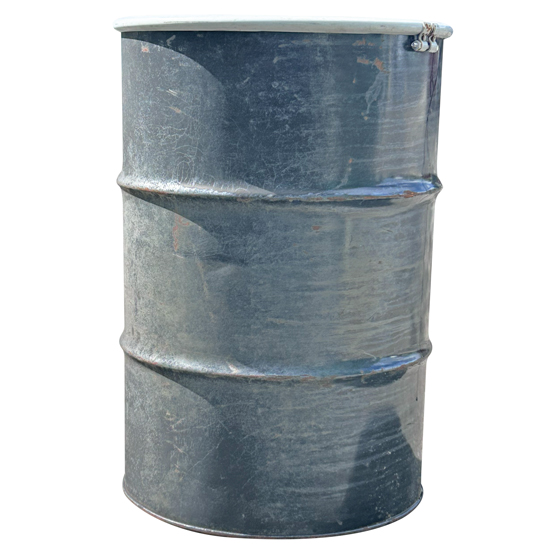 55 GALLON STEEL BARREL WITH LID *USED*