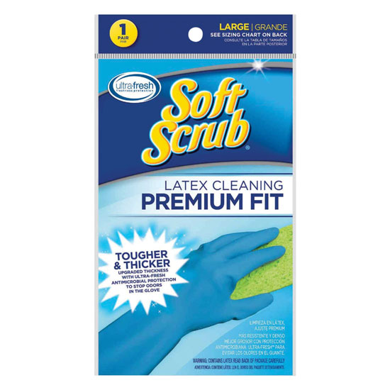 SOFT SCRUB PREMIUM FIT BLUE LATEX GLOVES LARGE
