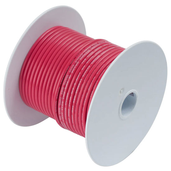 ANCOR TINNED COPPER WIRE SINGLE 8 GAUGE RED (25' REEL)
