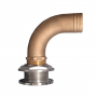 GROCO THRU HULL STAINLESS STEEL WITH 90 DEGREE 2" CURVED BRONZE FITTING